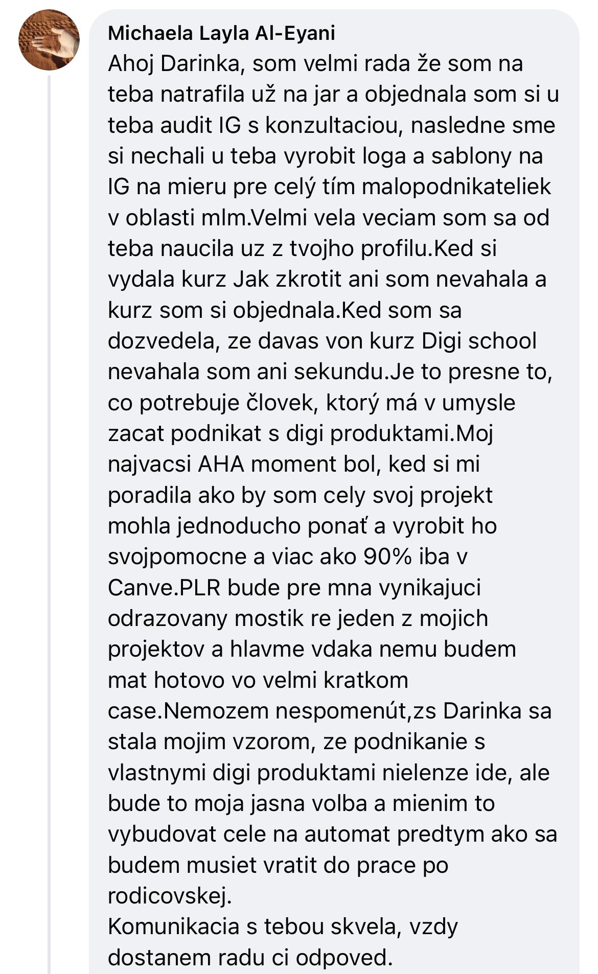 Zpětná vazba od klientky 48