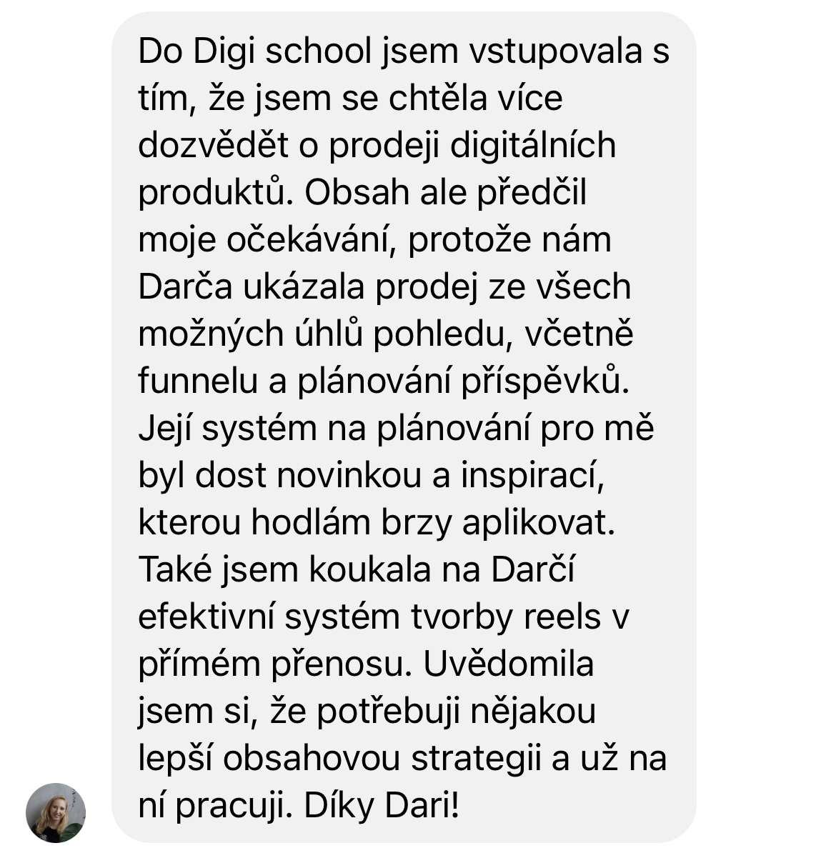 Zpětná vazba od klientky 47
