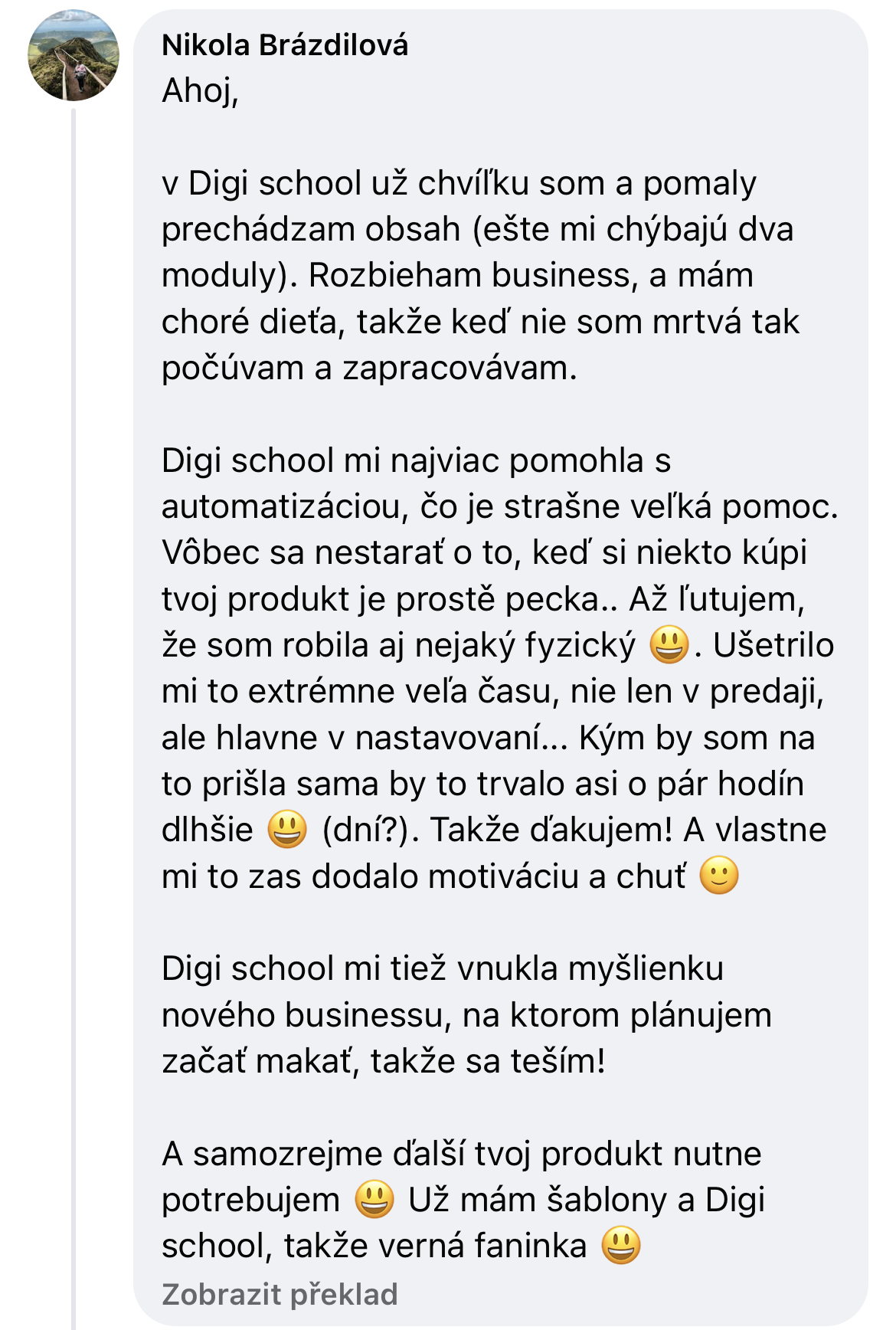 Zpětná vazba od klientky 34