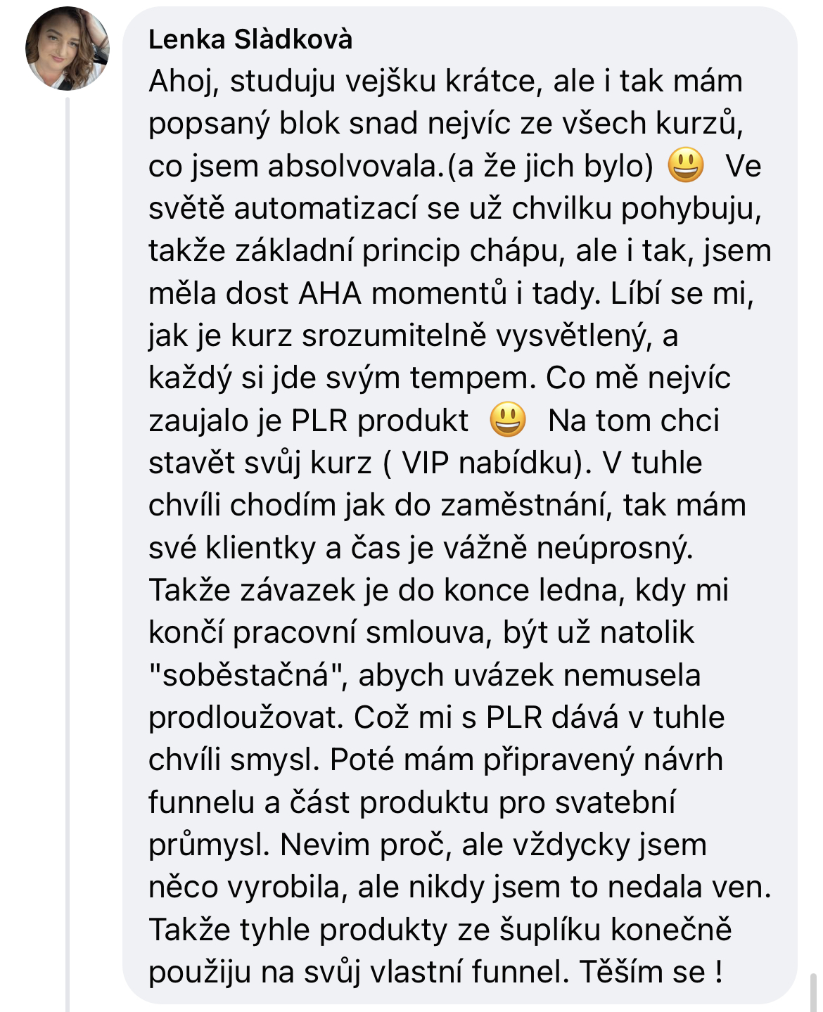 Zpětná vazba od klientky 40
