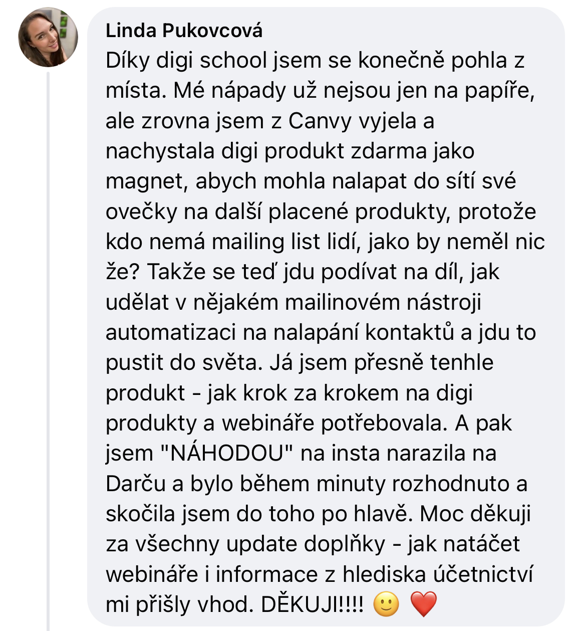 Zpětná vazba od klientky 52